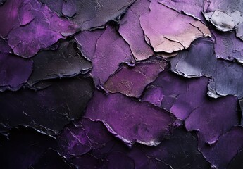 Poster - Abstract textured background with rich shades of purple and black, showcasing layers of paint and a vibrant interplay of colors and forms