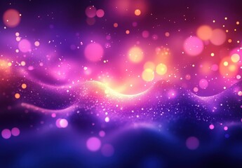 Poster - Abstract vibrant background with colorful bokeh lights and shimmering particles creating a dreamy and mystical atmosphere for design projects