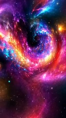 Colorful swirling galaxy viewed from a distance in deep space