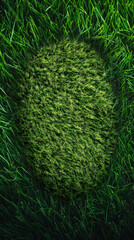 Poster - Light green grass oval emerging amid dark green lawn, highlighting natural color variation