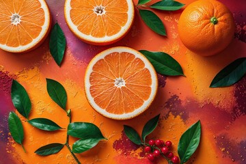 Wall Mural - Vibrant Tangerine Backdrop with Colorful Hues and Textured Surface