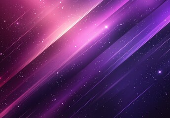 Poster - Beautiful Cosmic Background with Stunning Pink and Purple Light Rays and Stars Spreading Across a Dark Space Scene for Use in Various Designs