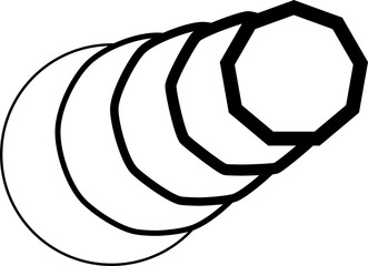 Polygon frame gradient blend to circle with motion. Technology geometric element
