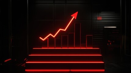 Poster - D bar chart with a bold red arrow rising upward, symbolizing strong business growth and success.