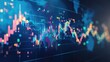 © Sampao - Abstract global economy visualization with floating data, a digital chart, and an ascending growth trend.