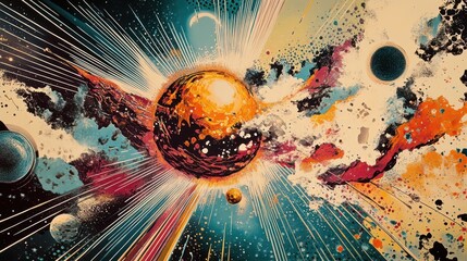 Wall Mural - Mesmerizing wallpaper with celestial explosion and energy currents twisting