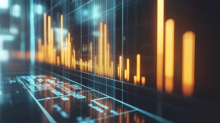 Poster - Business strategy visualization featuring a bright growth curve and futuristic financial elements.