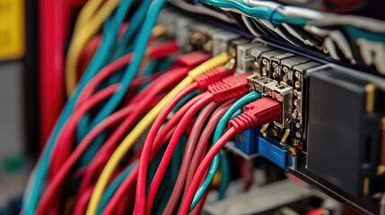 Poster - Close-up of electrical wiring harness installation in an industrial machinery setup.