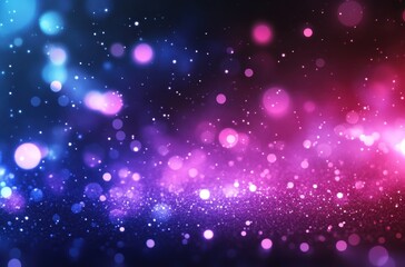 Poster - Colorful abstract background with luminous bokeh circles and sparkling particles in vibrant shades of blue, pink, and purple for artistic designs and creative projects