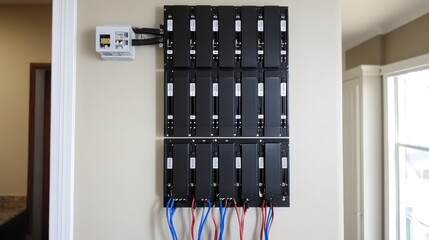 Poster - Detailed view of an electrical installation diagram with labeled circuit breakers and power connections.