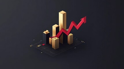 Poster - Financial projection success visualized with a histogram, golden investment bars, and a red arrow.