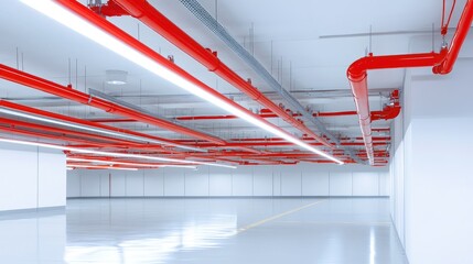 Poster - Fire-resistant electrical wiring installation in a commercial building, ensuring safety compliance.