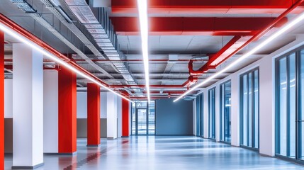 Poster - Fire-resistant electrical wiring installation in a commercial building, ensuring safety compliance.