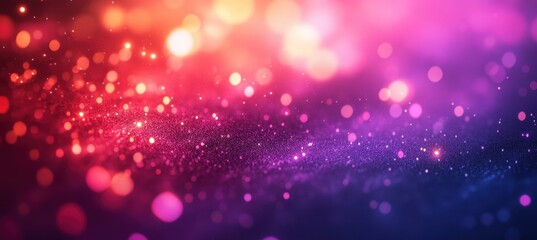 Poster - Colorful blurred lights create a beautiful bokeh effect with dazzling sparkles in shades of pink, purple, and orange, ideal for backgrounds and designs