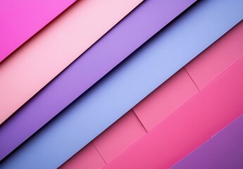 Poster - Colorful layers of pastel paper showcasing pink, purple, and lavender hues arranged in a visually appealing pattern for creative design projects and backgrounds