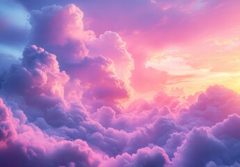 Poster - Colorful Silhouettes of Dreamy Clouds at Sunset with Vibrant Shades of Pink, Purple, and Blue Highlighting a Serene Sky Background