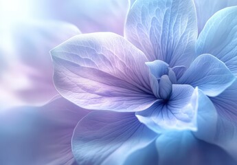 Poster - Delicate Blue Flower with Soft Petals and Dreamy Background for Nature, Floral and Serenity Themes in Photography or Artwork