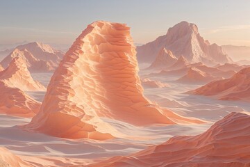 Wall Mural - Vibrant Peach Paper Texture Against Serene Landscape Background