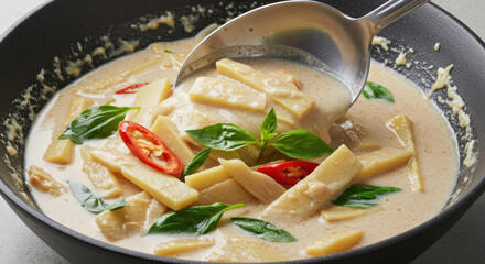Wall Mural - delicious thai coconut curry with bamboo shoots