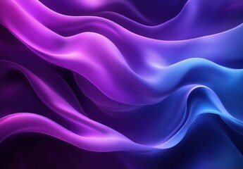 Poster - Elegant flowing patterns of purple and blue silk fabric showcasing soft curves and smooth textures creating a mesmerizing abstract background design