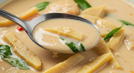 Wall Mural - delicious coconut soup with bamboo shoots and herbs