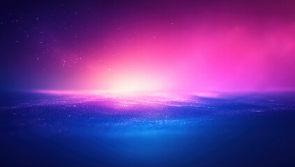 Poster - Ethereal abstract background with vibrant pink and blue colors, starry night sky, dreamy atmosphere, and shimmering light waves for creative projects