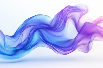 Poster - Ethereal Blue and Purple Abstract Waves Flowing Gracefully Across a Soft Gradient Background in a Peaceful Artistic Composition