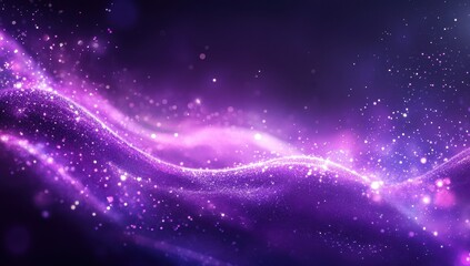 Poster - Ethereal Purple Cosmos with Glowing Particles and Soft Waves of Light in a Mystical Deep Space Environment