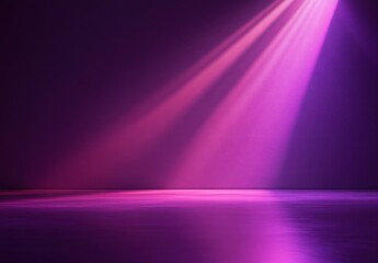 Poster - Ethereal Purple Light Beams Shining on a Smooth Surface in a Dark, Mysterious Space Creating a Dreamlike and Enigmatic Atmosphere for Artistic Backgrounds