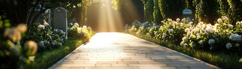 Poster - A path with a cemetery in the background
