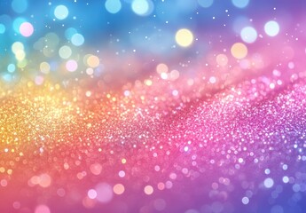 Poster - Glittering Bokeh Background with Colorful Sparkles in Soft Pastel Hues for Creative and Artistic Design Projects