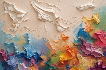 Wall Mural - Elegant Cream Canvas with Vibrant Textures Perfect for Art and Home Decor