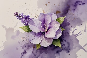 Wall Mural - Luminous Lilac Cream Watercolor with Subtle Splatters and Rustic Texture