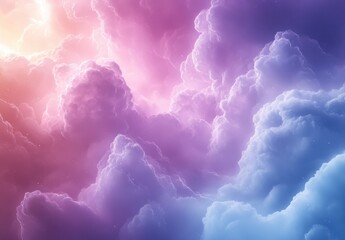 Poster - Majestic swirling clouds illuminated by soft pastel colors creating a dreamlike atmosphere ideal for backgrounds in fantasy or serene designs