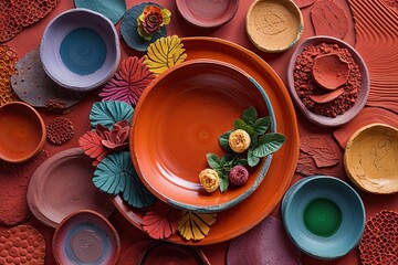 Wall Mural - Earthy Red Clay Design Featuring Vibrant Colors and Textured Patterns