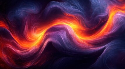 Wall Mural - Abstract fiery waves swirling in dark space.