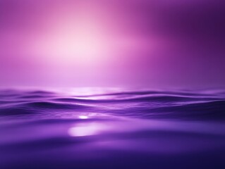 Poster - Serene and Tranquil Ocean Waves Under a Purple Sky During Sunset with Gentle Ripples and Reflections of Pastel Hues for Relaxation and Calmness