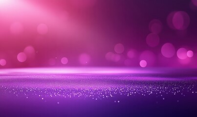 Poster - Shimmering Purple Background with Soft Bokeh Effects and Glowing Glitter Particles for Creative Design or Art Projects