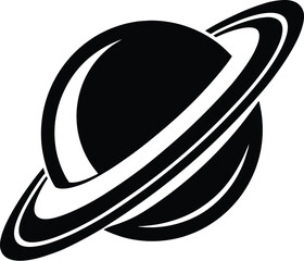 Planet Saturn Shilhoutte, Planet Saturn with planetary ring vector, cosmos and planet silhouette 