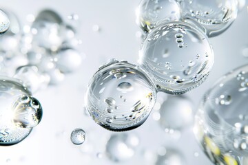 Wall Mural - glowing water bubbles on a light background