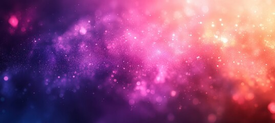 Poster - Vibrant Abstract Background with Colorful Bokeh and Sparkling Lights Creating a Magical Cosmic Atmosphere in Soft Focus and Dreamy Hues
