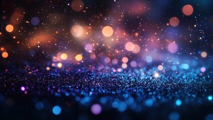 Poster - Vibrant Abstract Background with Colorful Bokeh Lights and Glimmering Particles Creating a Dreamy and Enchanting Atmosphere for Artistic Use