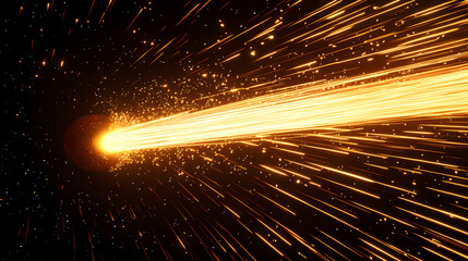 Wall Mural - comet streaking through space in a cosmic scene with glowing planets and stars, celebrating the new 