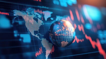 Poster - Investment market trends with futuristic stock analytics, financial risk assessment, and wealth accumulation.
