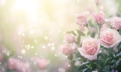 Poster - A beautiful floral arrangement featuring pastel roses in an elegant setting.