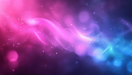 Poster - Vibrant Abstract Background with Flowing Waves and Soft Bokeh Effects in Shades of Pink and Blue Ideal for Creative Designs and Projects