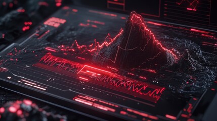 Poster - Smart financial planning visualization with a futuristic histogram and a bright red success arrow.