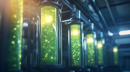 Poster - Futuristic biofuel energy production facility showcasing sustainable technology and innovation.