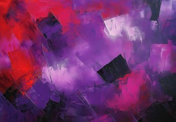 Poster - Vibrant Abstract Expressionism with Bold Red and Purple Brushstrokes Creating Dynamic Texture and Color Contrast on Canvas