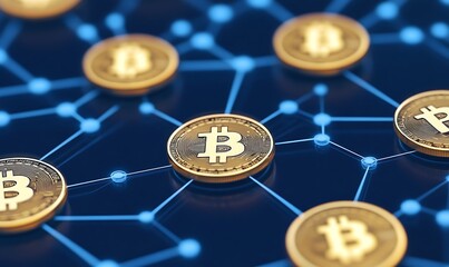 Aufkleber - Image depicting an interconnected blockchain financial ecosystem with AI elements.